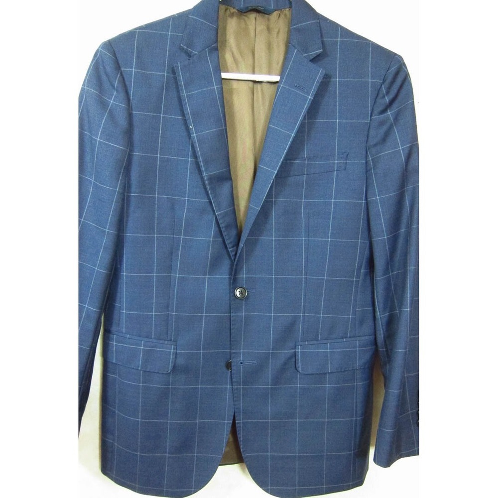 $358 Brooks Brothers Brooksgate Milano Blue Windowpane 120s Wool Sport Coat 38R
